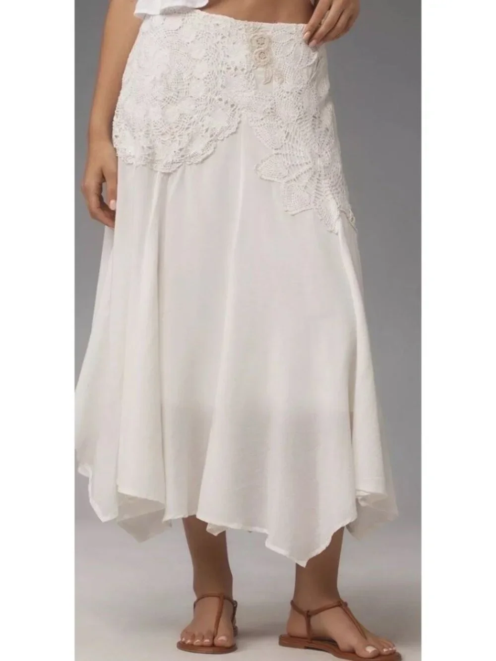 NWT 6P Anthropologie Crafted Crochet Skirt Lace Applique Lined - Picture 7 of 16